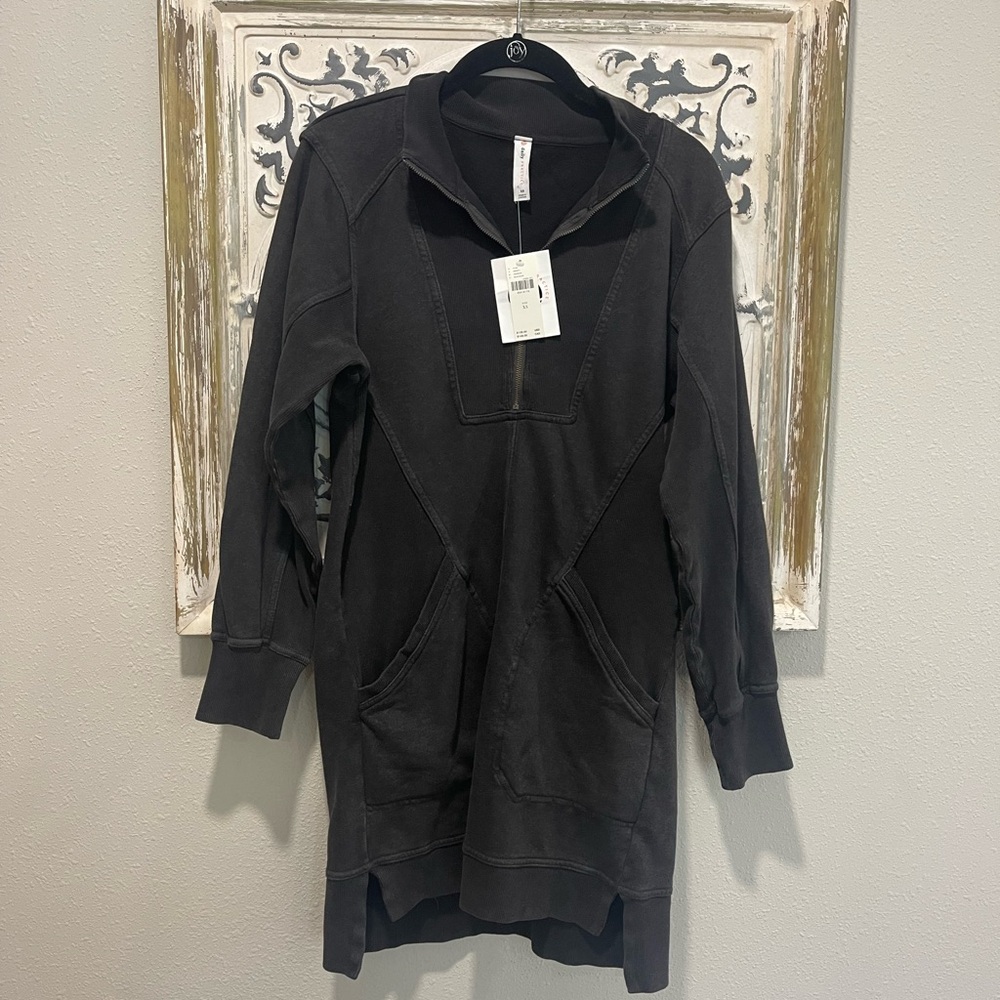 Daily Practice by Anthropologie Meru Sweatshirt Mini Dress in Black - NWT! - Picture 4 of 11